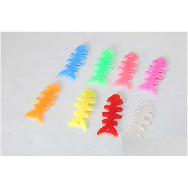 Autres accessoires de téléphone cellulaire 100pcs élégant os de poisson PVC cordon fil organisateur rouleau bobine enrouleur intelligent enveloppe pour casque écouteur Dhuif