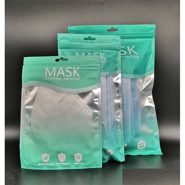 Autres accessoires de téléphone portable 1325 1521cm Masque Package Sacs Zipper Opp Sac Emballage de détail Anglais Translucide Plastique K pour masques16 Dh6KL