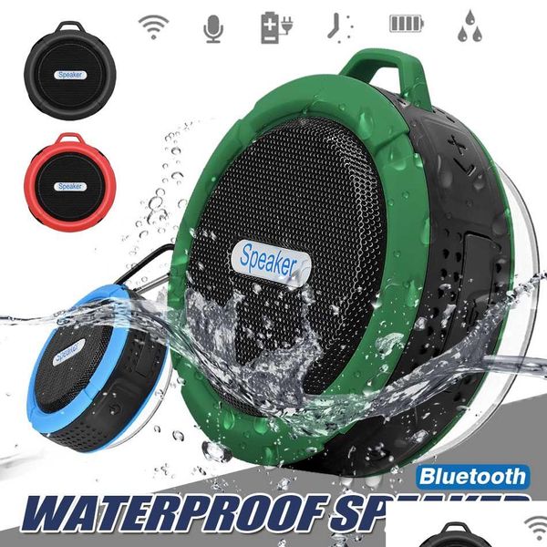 Otros accesorios para teléfonos celulares C6 Altavoces inalámbricos Bluetooth 3.0 Altavoz de ducha a prueba de agua Manos Micrófono Caja de voz con controlador fuerte de 5 W DHSL4