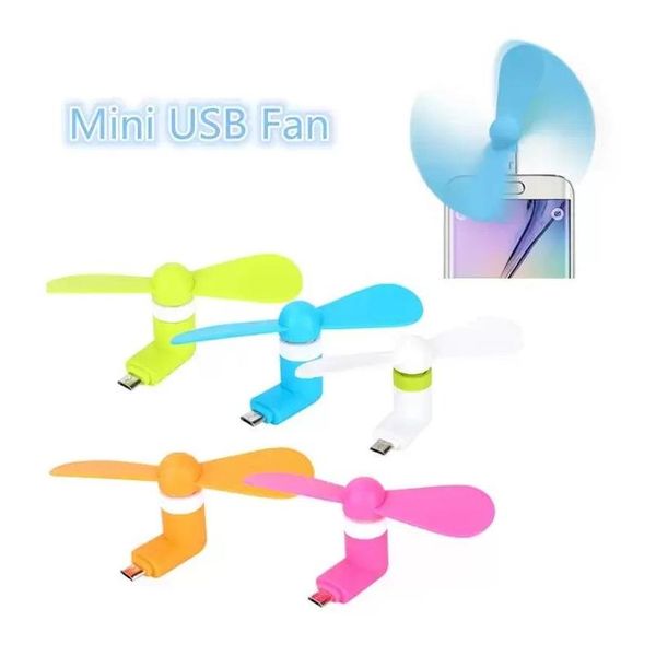 Otros accesorios para teléfonos celulares Micro USB Tipo-C Ventilador portátil Mini 2 hojas Super Mute Cooler Refrigeración de mano para Android Huawei Phon Dhodd