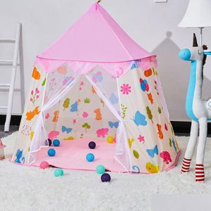 Autres meubles pour enfants Tente de château de princesse pour enfants - Pink Playhouse Drop Delivery Home Garden Dhcdv