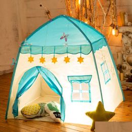 Autres enfants meubles enfants jouent à tente princesse playhouse rose château - blue drop livrating home jardin dhujs