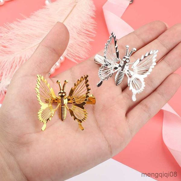 Autres enfants pince à cheveux en métal mobile papillon épingle à cheveux frange Version coréenne creux ressort bord accessoires R230608