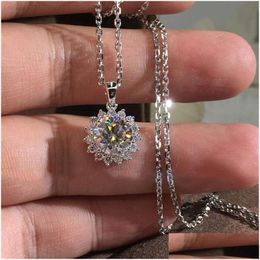 Autre Choucong Arrivée Bijoux de luxe 925 Sterling Sier Round Cut White Topaz CZ Diamond Party Pendante Femmes Collier de mariage Dr Dhw7n