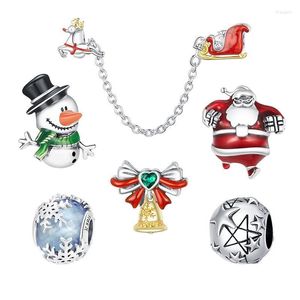 Andere kerstcadeau Bead Kerstman Claus Auto Snowman kralen 925 Sterling Silver Jingle Bell Charms Armbanden voor vrouw sieraden accessoires Rita2