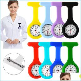 Otros relojes Accesorios 11 colores Enfermera Reloj de bolsillo Relojes Sile Clip Broche Llavero Abrigo de moda Doctor Relojes de cuarzo Regalos D Dhlps