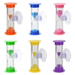 Andere klokken Accessoires 3 minuten Kleurrijke Zandloper Sandglass Zandklok Douche Timer Tand Petching Plastic Zuignap