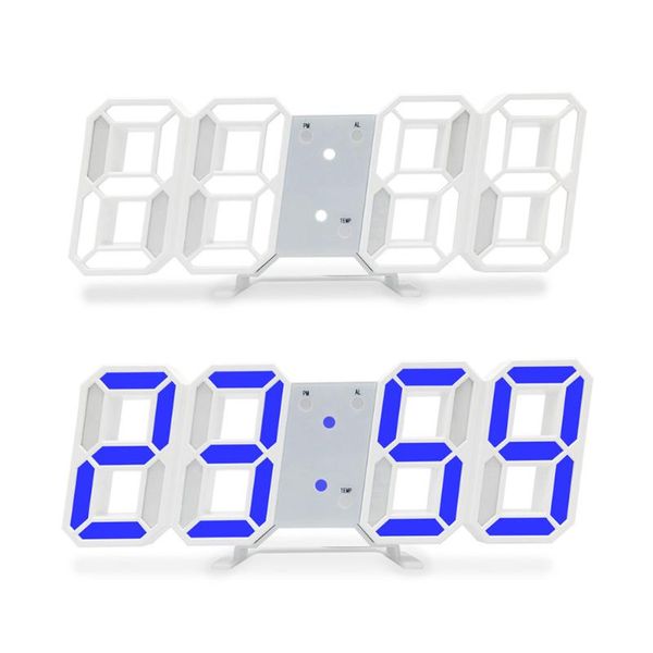 Autres horloges Accessoires 3D LED Alarme numérique Date Heure Veilleuse Affichage Table murale Capteur vocal Rétroéclairage automatique Horloge électronique