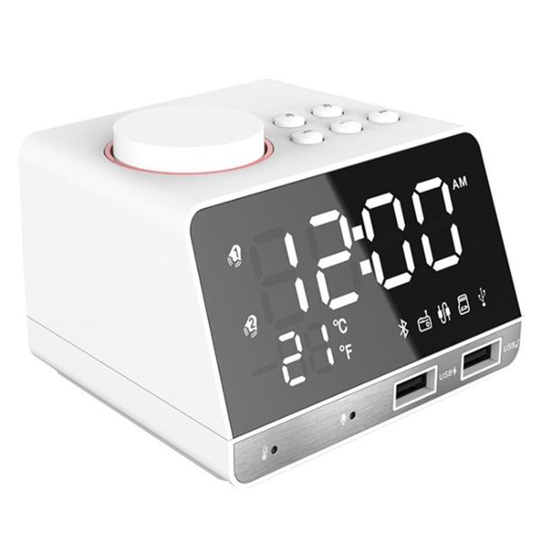 Autres horloges Accessoires AT69 -Radio Réveil Haut-parleur K11 Bluetooth 4.2 avec ports USB LED Décoration de la maison numérique Prise UE