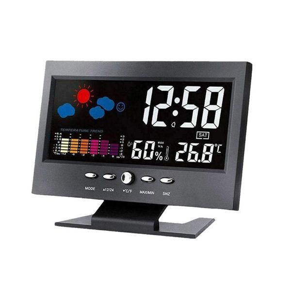 Altri accessori per orologi AU - Orologio LCD digitale elettronico per il monitoraggio dell'umidità della temperatura Calendario delle previsioni del tempo per la casa interna A