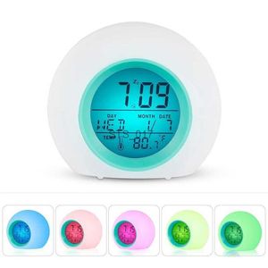 Autres horloges Accessoires Changement de couleur LED Réveils numériques Contrôle tactile Enfants Enfants Réveil Réveil Thermomètre Nature Musique CadeauxL2403