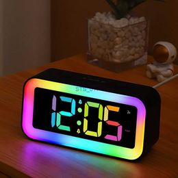 Otros relojes Accesorios Reloj despertador LED con luz nocturna RGB colorida con varios modos de visualización.Retroiluminación activada por sonido inteligente.Decoración del hogarL2403