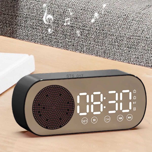 Otros relojes Accesorios Reloj despertador digital Altavoz Bluetooth 5.0 Pantalla LED Espejo Despertador de escritorio con radio FM Soporte para tarjeta TF Juego Llamada manos libresL2403