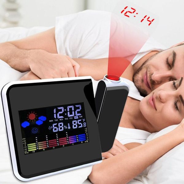 Autres horloges Accessoires Réveil de projection numérique Snooze avec affichage de la date de la station météo LED