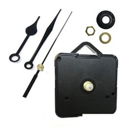 Autres horloges Accessoires Kit de mouvement d'horloge à quartz bricolage Réparation de mécanisme de broche noire avec ensembles de main Accessoire suspendu Drop Delive Dhl05