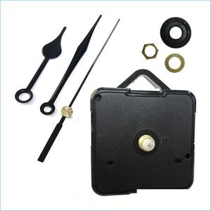 Autres horloges Accessoires DIY Quartz Clock Mouvement Kit Black Spindle Mécanisme Réparation avec ensembles de main suspendus accessoire Drop Delive Dhoj2