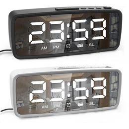 Otros relojes Accesorios Radio FM LED Reloj despertador digital Posponer 3 configuraciones de brillo 12 24 horas USB Espejo de maquillaje electrónico 2944