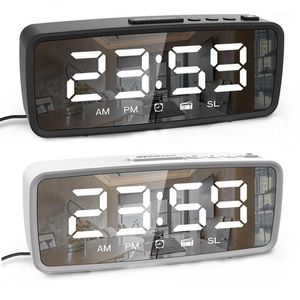 Autres horloges Accessoires Radio FM LED Réveil numérique Snooze 3 réglages de luminosité 12 24 heures Miroir de maquillage USB électronique 2944