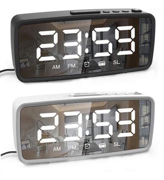 Autres horloges Accessoires Radio FM LED Réveil numérique Snooze 3 réglages de luminosité 1224 heures Miroir de maquillage USB électronique 2589807