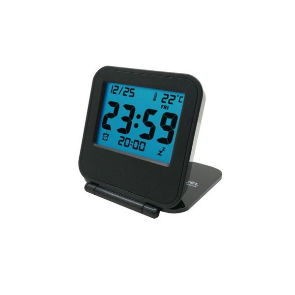 Otros relojes Accesorios Mini Flip Reloj electrónico de viaje Plegable Mudo Elegante Luz nocturna portátil Alarma LCD Multifuncional