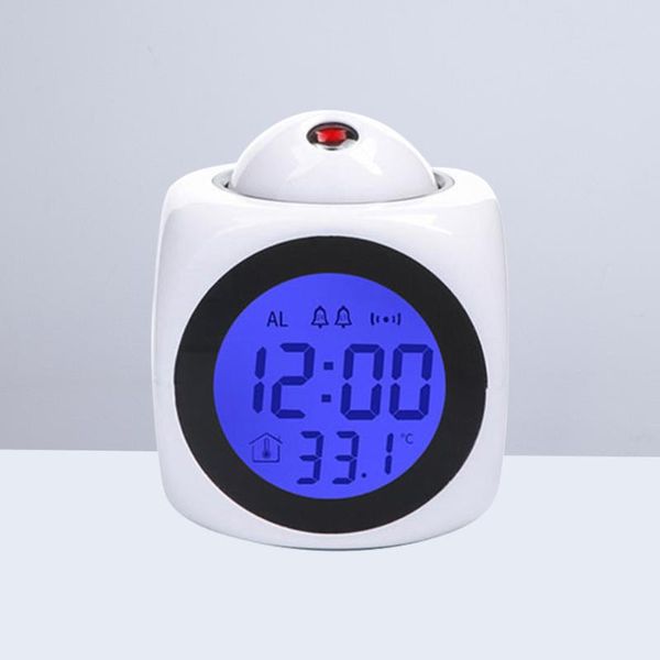 Autres horloges Accessoires Réveil de projection LED multifonctionnel avec fonction de conversation vocale Température numérique 12/24 heures