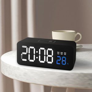 Andere klokken accessoires Muziek LED Digitale wekker Voice Control Temperatuur Datum Display Desktop Mirror Tabel Home Decoratie Electro