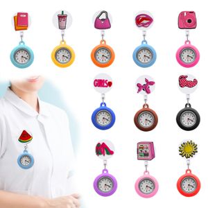 Autres horloges Accessoires Pink Thème 28 Clip Watchs Pocket Watchs pour les infirmières Doctors sur une infirmière Watche Easy To Lire avec un bac à revers SILE OT2PL