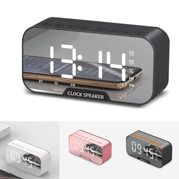 Autres horloges Accessoires Réveil portatif Miroir LED Table numérique Subwoofer Haut-parleur sans fil Bluetooth MP3 Radio FM Bureau Décor à la maison