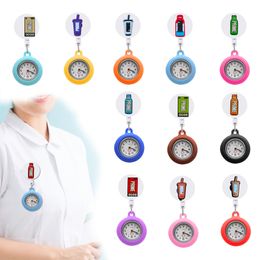 Andere klokken accessoires Prime Bottle Clip Pocket -horloges op Watch Medical Hang Clock Gift Nurse Badge Patroon Design Drop levering OTLMA