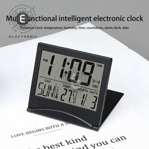 Autres horloges Accessoires Petit LCD Réveil numérique Calendrier de voyage Température Horloge de bureau Calendrier perpétuel Horloge électronique L2403