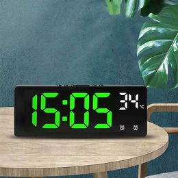 Autres horloges Accessoires Contrôle vocal Récorme d'alarme numérique Tépère Snooze Night Mode Desktop Table Clock 12 / 24H