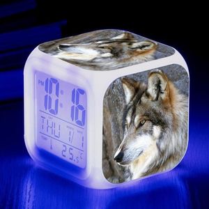 Autres horloges Accessoires Wolf 3D Imprimer Cartoon LED Clock Digital Animal Alarme électronique pour enfants adultes Gift236h