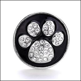 Autres Colorf Crystal Paw Snap Button Composants de bijoux Peinture à l'huile 18mm Boutons-pression en métal Boutons adaptés au bracelet Noosa Dhseller2010 Dhbg4