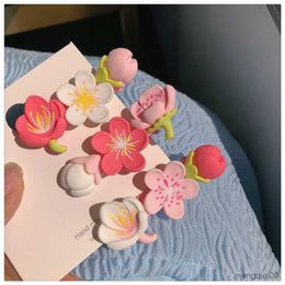 Otra horquilla de Sakura colorida para mujeres y niñas, pasadores de estilo dulce para el cabello con flores rosas, accesorios para el cabello diarios