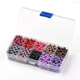 Autres couleurs chaudes colorées série de perles de verre en boîte perles dispersées rondes bricolage ornement perle accessoires bijoux en gros Edwi22