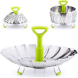 Andere Kookgerei 9 Inch Rvs Lotus Dampende Lade Opvouwbare Voedsel Stoomboot Groente Fruitmand Mesh Rack Koken 230711