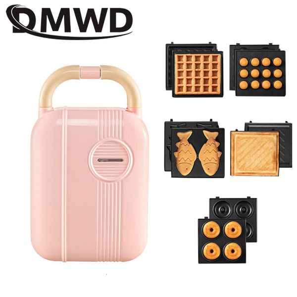 Otros utensilios de cocina DMWD Máquina de desayuno multifunción Máquina de arena eléctrica Waffle Donuts Bolas de pulpo Taiyaki Máquina de comida ligera 5 platos 230605