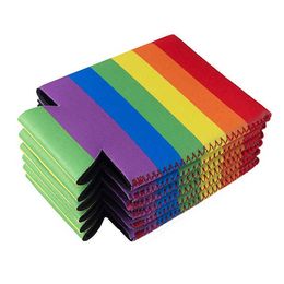 Autres ustensiles de cuisine arc-en-ciel en néoprène couverture de tasse de bière de bière de bière couvre-bouteille d'eau en néoprène sac à manches isolées LGBT peut des boissons sachet sachet