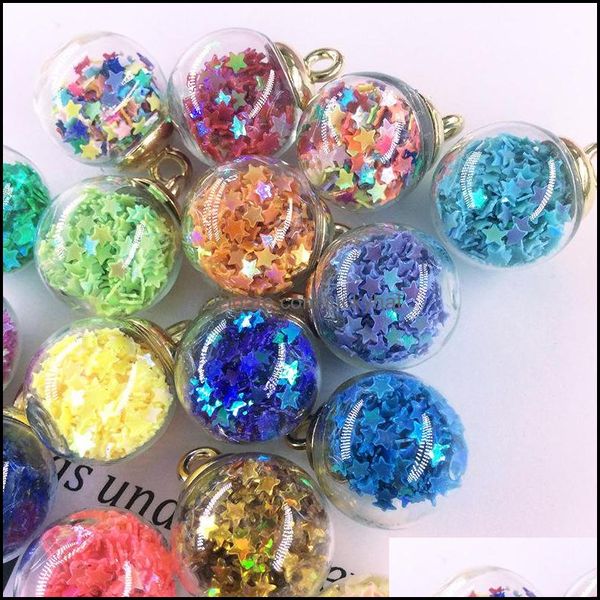 Autres Cr Bijoux Bricolage Boule De Verre Ronde Suspendue Transparente Couleur Pentagonale Petite Étoile Paillettes Pendentif Boucles D'oreilles Accessoires Qt4 Otkak