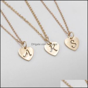 Autre collier personnalisable miroir poli coeur en or rose lettre creuse A Z pendentif en acier inoxydable livraison directe bijoux collier OT9GR