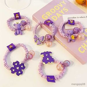 Autres élastiques de dessin animé violet mignon élastiques pour femmes fille petite corde de cheveux accessoires de cheveux doux cadeau
