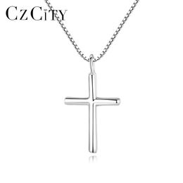 Autre Czcity Original Sier Cross Pendentif Collier Trendy Punk Mode Hommes et Femmes Boîte Chian Colliers Hip Hop Bijoux Délicat