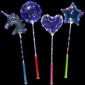 Autres autocollants décoratifs 10 ensembles de ballons BoBo lumineux à LED avec bâton 3 niveaux de lumières clignotantes 20 '' rond coeur étoile licorne bulle 230105