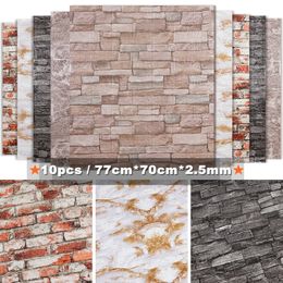 Autres autocollants décoratifs 10pcs 3D Brick Wall Sticker Paper Diy For Living Room TV TEMPHERPHOP Selfadhesive Foam Plastic 221203