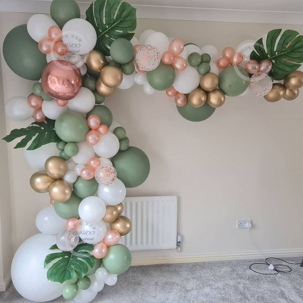 Autres autocollants décoratifs 119pcs ballons vert avocat guirlande arche kit rétro perle or rose latex globos anniversaire noël décors de fête de mariage 230110