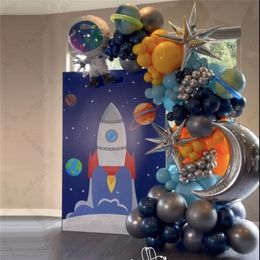 Autres autocollants décoratifs 131pcs astronaute univers espace extra-atmosphérique thème fête ballons 32 pouces numéro d'argent pour enfants décors d'anniversaire garçons cadeaux 230110