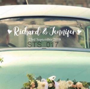 Andere decoratieve stickers 1pc 57x13cm Just Married Car Aangepaste naamsticker Bruiloftsdecoraties Rustiek Bruiloftsdecoratie Vinylstickers Verwijderbare Raammuurschilderingen x0712