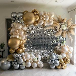 Autres autocollants décoratifs 1set Gold Silver Chrome Metalis Ballons Garland Arch Kit pour anniversaire mariage bébé douche fête décors perle blanc 230110