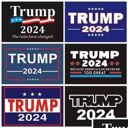 Otras pegatinas decorativas 2024 Trump Car Campaña Presidencial de los Estados Unidos Etiqueta de campaña presidencial 14.8x21cm Etiquetas PVC Decoración de parachoques CPA3285 Drop entrega Dhwpd