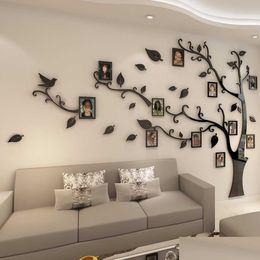 Altri adesivi decorativi 3D Adesivi murali con cornice in acrilico albero Po Pasta di specchio di cristallo su sfondo TV Decorazioni per la famiglia fai da te Sh190925 Drop Dhcgh